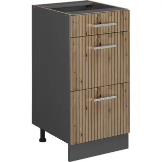 Vicco Küchenunterschrank R-Line, Artisan-Eiche, 40 Cm Mit Schubladen, Ohne Arbeitsplatte, Zur Freien Kombination Innerhalb Modularer Küchensysteme