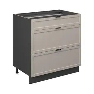 Küchenunterschrank Fame-line, Graubeige, 80 Cm Mit 3 Schubladen, Ohne Arbeitsplatte, Vicco