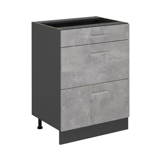 Vicco Unterschrank R-Line, Beton/Anthrazit, 60 Cm Mit Schubladen, Ohne Arbeitsplatte (1-St)