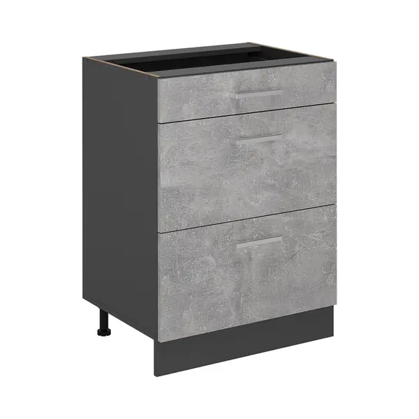 Vicco Unterschrank R-Line, Beton/Anthrazit, 60 Cm Mit Schubladen, Ohne Arbeitsplatte (1-St) thumbnail