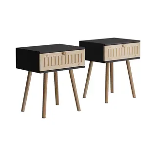 Vicco Nachtschrank Holk, Anthrazit/Kiefer, 40 X 47 Cm 2-er Set (2-St)