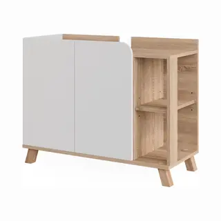 Vicco Sink Base Cabinet Karen, Sonoma/White, 80 X 65 Cm With 2 Doors