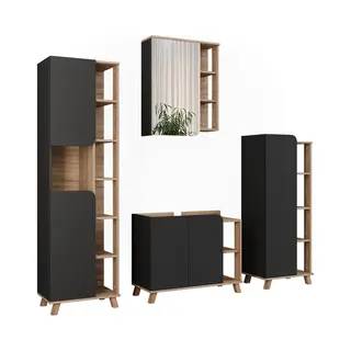 Vicco - Badmöbel-set Karen, Sonoma/anthrazit, 4 Teile