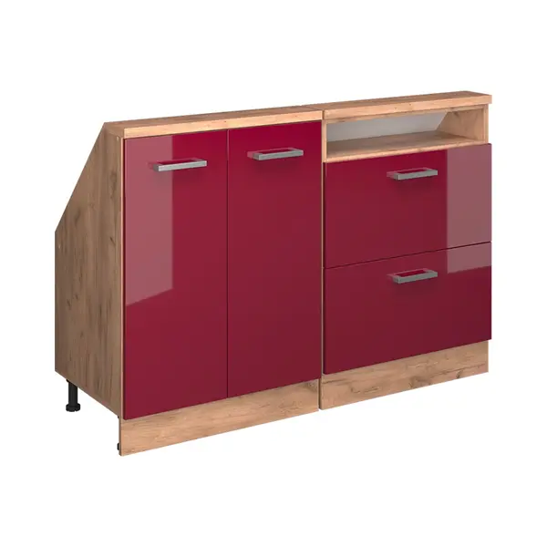 Dachschrägenschrank Rion, Rot Hochglanz/goldkraft Eiche, 2er Set, Vicco thumbnail