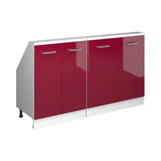 Dachschrägenschrank Rion, Weiß/bordeaux Hochglanz, 2er Set, Vicco