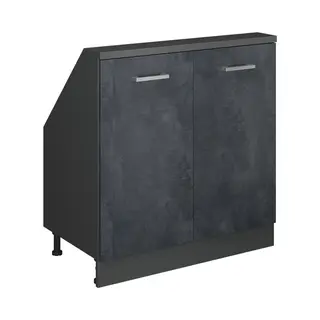 Dachschrägenschrank Rion, Schwarz Beton/anthrazit, Mit 2 Türen, Vicco