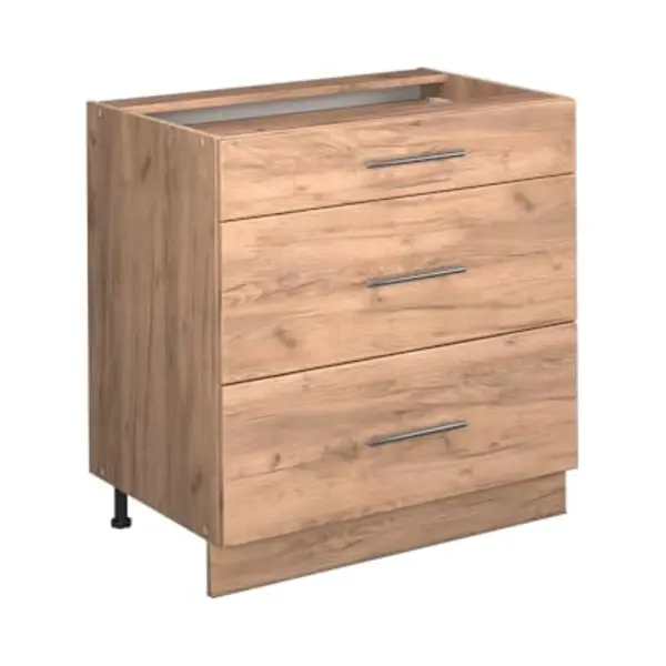Küchenunterschrank Fame-line, Goldkraft Eiche, 80 Cm Mit 3 Schubladen, Ap Anthrazit, Vicco thumbnail