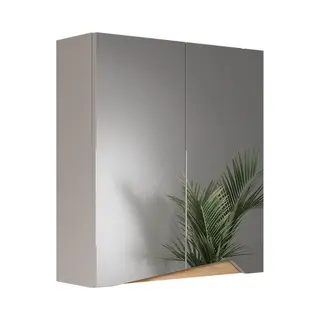 Vicco Bathroom Mirror Cabinet Marelle, Greige/Artisan Oak, 60 X 67 Cm With Height-adjustable Shelf