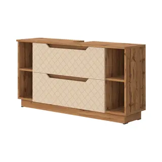 Vicco Waschbeckenunterschrank Lotta, Eiche/Kaschmir Mit Kachelstruktur, 119.2 X 62.5 Cm Mit 2 Schubladen