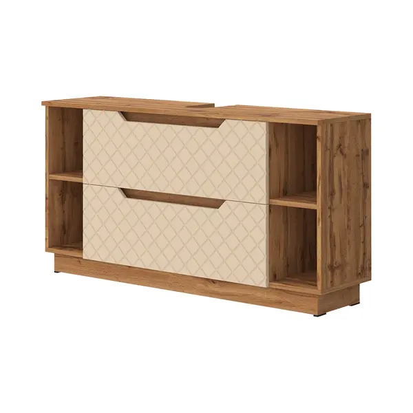 Vicco Waschbeckenunterschrank Lotta, Eiche/Kaschmir Mit Kachelstruktur, 119.2 X 62.5 Cm Mit 2 Schubladen thumbnail