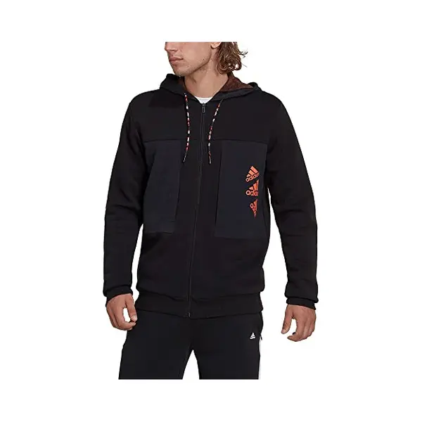 Adidas Q4 Bl Fz Kapuzenpullover Black/Semi Impact Orange M thumbnail