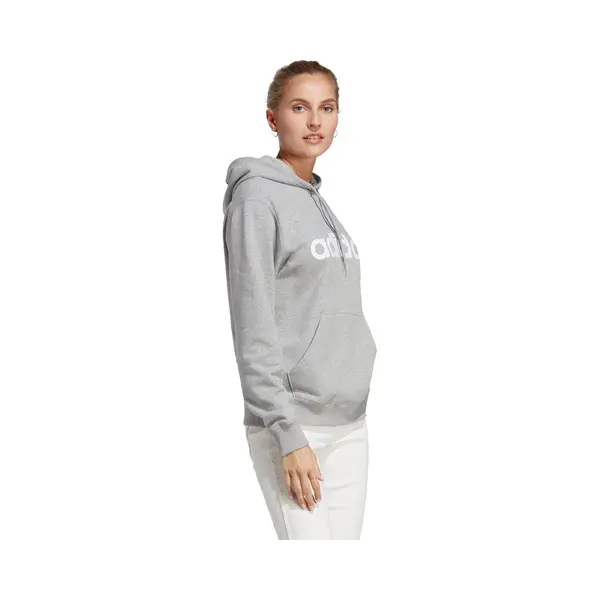Adidas Damen Essentials Linear Hoodie, Medium Grey Heather/White, Xl thumbnail