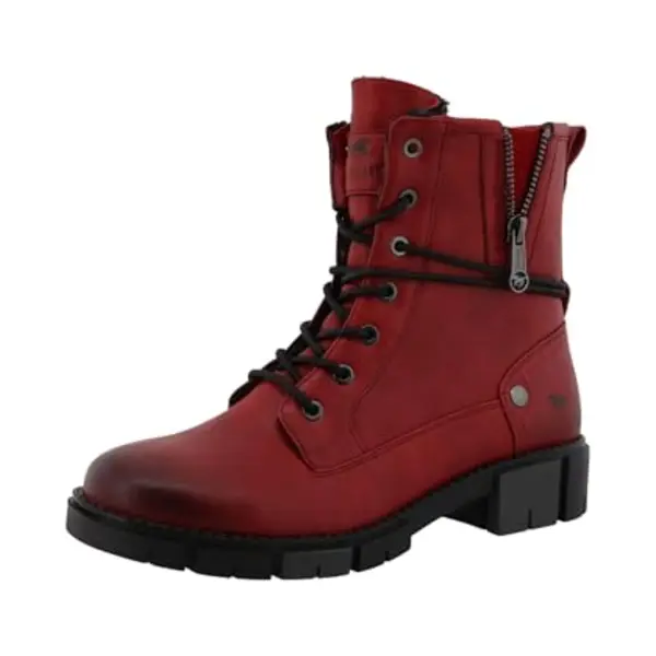 Mustang Damen Stiefelette Mit Farbakzentsohle 15M0322001, Größe, 37 Eu, Farbe, Rot thumbnail