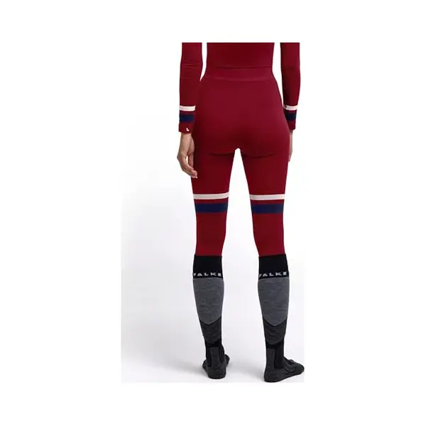 Falke Women's Maximum Warm Long W Ti Functional Yarn Quick Dry 1 Piece Base Layer Bottom, Red Merlot 8117 Stripe, M thumbnail