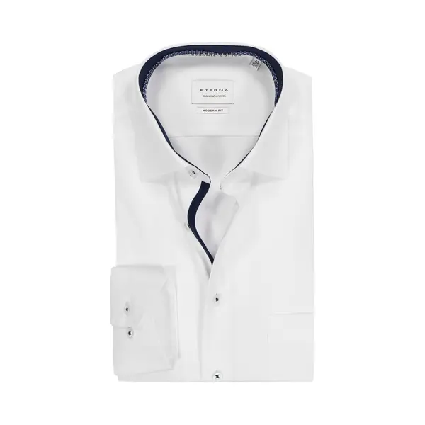 Eterna Modern Fit Overhemd - Twill - Wit - Strijkvrij - Boordmaat, 39 thumbnail