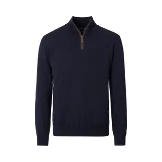 Casa Moda Casual Half-Zip Sweater Blauw, Effen