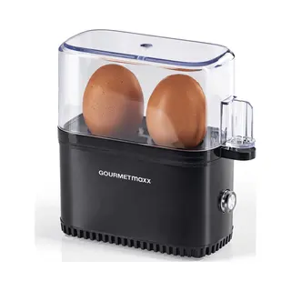 GOURMETmaxx Design Eierkocher Für 2 Eier | Kompakter Egg Boiler | Egg Cooker Mit Eierstecher, Messbecher & Signalton | 3 Härtegrade | Leichte
