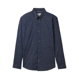 Tom Tailor Denim Heren Overhemd Fitted Printed Schmal Blauw Xxl Volwassenen