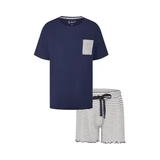 By Louise Dames Korte Pyjama Set Shortama Blauw - Maat M