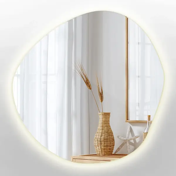 Tulup Led Spiegel - Asymmetrische Spiegel - 58 Cm X 58 Cm - Spiegel Asymmetrisch - Led-spiegel Voor Badkamer - Warm Wit 3000K - Verlichte Spiegel - thumbnail