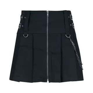 Gothicana By Emp Pleated Skirt With Zip And Chains Kurzer Rock Schwarz In S