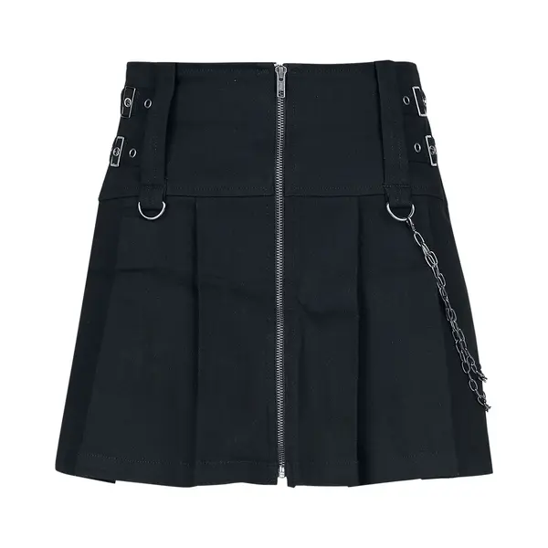 Gothicana By Emp Pleated Skirt With Zip And Chains Kurzer Rock Schwarz In S thumbnail