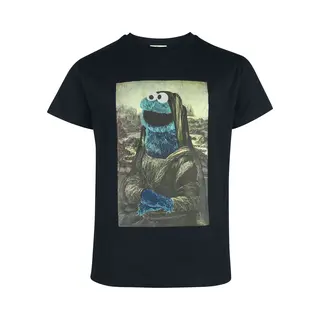 Sesame Street Cookie Monster - Mona Lisa T-Shirt Black