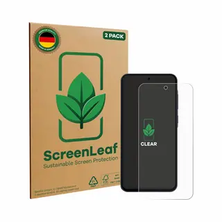 ScreenLeaf Schutzfolie Nachhaltiger Displayschutz Displayschutzfolie Folie Klar Transparent (2 Stk., Samsung Galaxy A55), Smartphone Schutzfolie,