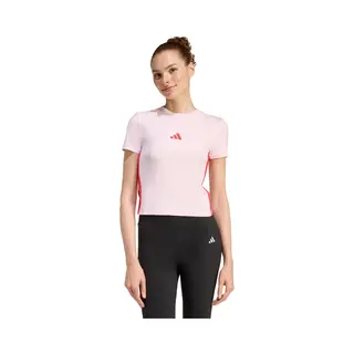 Adidas Women's Essentials 3 Stripes Slim Baby T-Shirt, Clear Pink/Pure Ruby, S