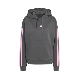 Adidas Women's Essentials 3-Stripes Fleece Hoodie, Grey Six/st Tropic Bloom, S