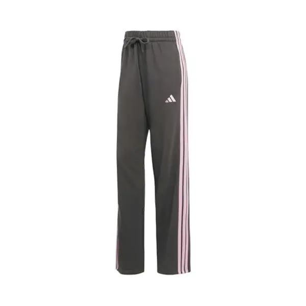 Adidas Women's Essentials 3-Stripes Open Hem Fleece Pants, Grey Six/st Tropic Bloom, L thumbnail