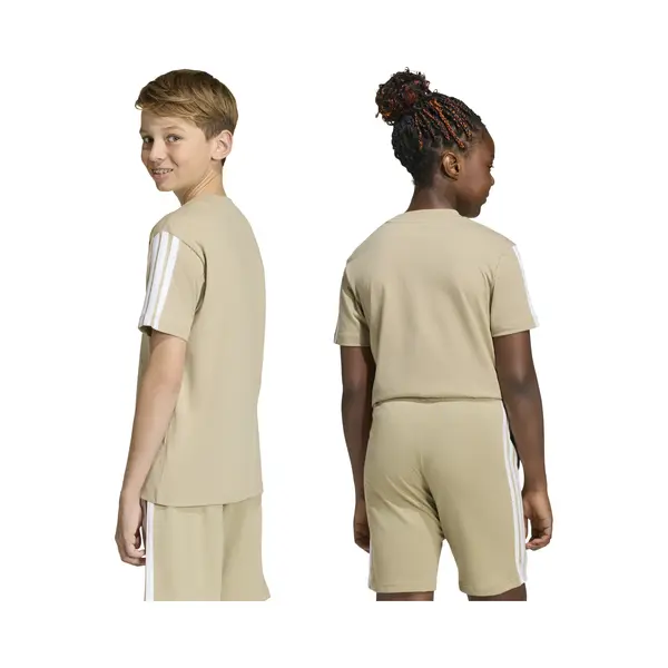 Adidas Unisex Kids Essentials 3 Stripes T-Shirt, Wonder Cargo/White, 7-8 Years thumbnail