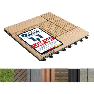 Floordirekt Wpc Tegel - Classic - Teak - Terrastegel - In Houtlook - Weerbestendig - Met Drainagefunctie - 30 X 30 Cm