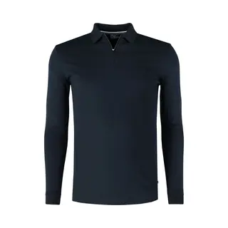 Olymp Casual Poloshirt Lange Mouw Marine, Effen