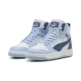Puma Rebound V6 Mid Jr Sneakers Voor Kinderen, Uniseks, Puma Donker Indigo Wit High Tropic