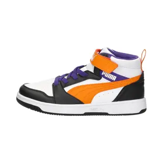 Puma Rebound V6 Mid Ac+ Ps Uniseks Kindersneakers, Puma Wit Oranje Glo Puma Black, 30 Eu