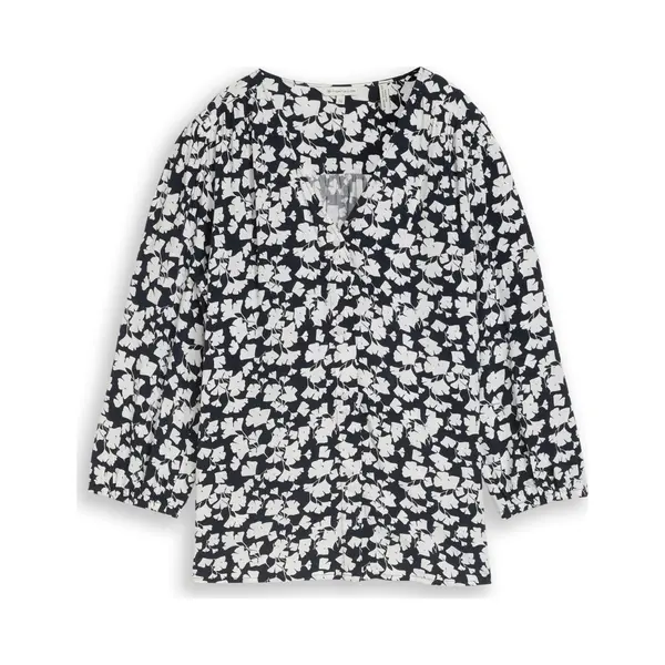 Tom Tailor Blouse Donkerblauw / Wit thumbnail