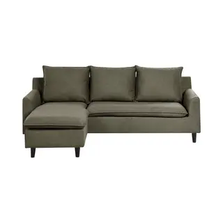 Beliani - Ecksofa Dunkelgrün Stoff L-förmig Rechtsseitig Gepolstert Chaiselongue Kissen Universal Traditionell Wohnzimmer