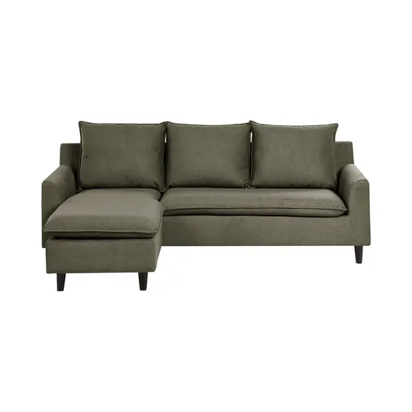 Beliani - Ecksofa Dunkelgrün Stoff L-förmig Rechtsseitig Gepolstert Chaiselongue Kissen Universal Traditionell Wohnzimmer thumbnail