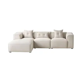 Beliani Dolva - Hoekbank - Lichtbeige - Rechtszijdig - Polyester