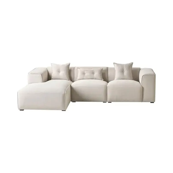 Beliani Dolva - Hoekbank - Lichtbeige - Rechtszijdig - Polyester thumbnail