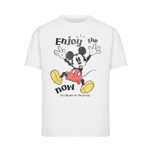 Merchcode Shirt 'Mickey Mouse Enjoy The Now' Geel / Rood / Zwart / Wit thumbnail