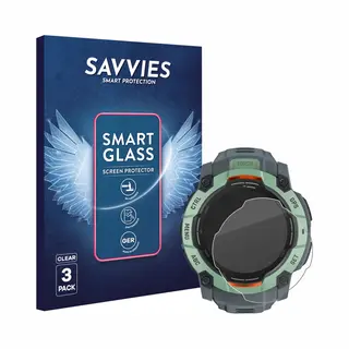3 Stuks Savvies Screenprotector - Geschikt Voor Garmin Instinct 3 Amoled (50 Mm) - Beschermfolie Glas Transparant