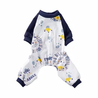 Pyjama - Hondenpyjama - Vierpoot Pyjama - Ademend Materiaal - Knuffelzacht - Voor Kleine Honden En Katten - Donkerblauw - Maten L - Gemakkelijk