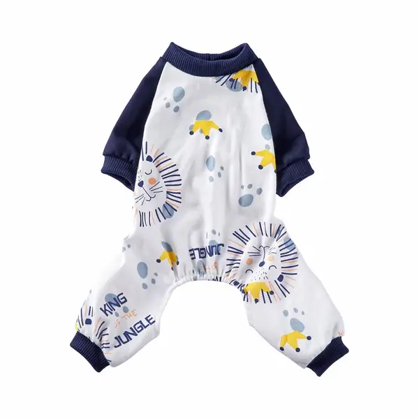 Pyjama - Hondenpyjama - Vierpoot Pyjama - Ademend Materiaal - Knuffelzacht - Voor Kleine Honden En Katten - Donkerblauw - Maten L - Gemakkelijk thumbnail