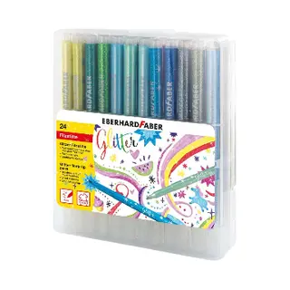Eberhard Faber Fasermaler Glitter Filzstift Schwarz, Blau, Braun, Cyan, Gold, Grün, Hellcyan, Hellgrün, Hellrosa, Flieder, Orange, Pink, Lila, Rot, Rosa, Silber, Violett, Gelb 24 Stück