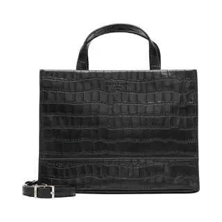 Liebeskind Berlin, Damen, Handtasche, Satchel Geräumige Handtasche In Kroko-Optik, Schwarz