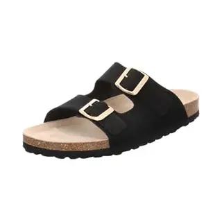Natural Sense Damen Leder Pantolette Sandale Frauen Hausschuhe 1156604 Schwarz, Schuhgröße, 39 Eu