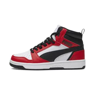 Puma Unisex Kinder Rebound V6 Mid Jr Sneaker, Puma White Puma Black For All Time Red, 39 Eu