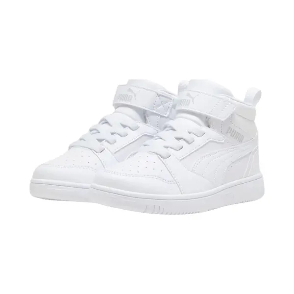 Puma Unisex Kids Puma Rebound V6 Mid Ac+ Ps Sneakers, Puma White-Cool Light Gray, 2.5 Uk thumbnail